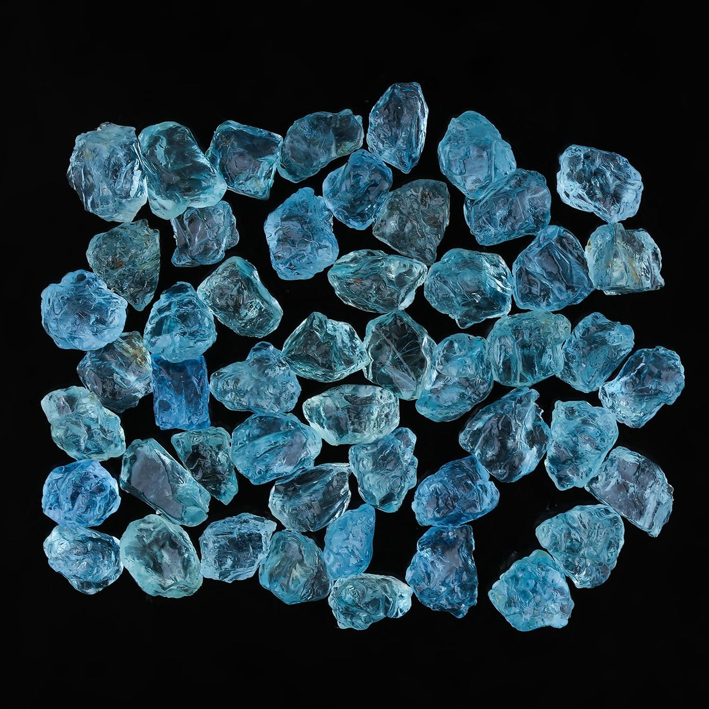 CRYSTALINES 50pcs, 2-5mm, Wholesale Natural Raw Blue Aquamarine Gemstones, Untreated Tiny Rough Stones, Bulk Loose Supplies Jewelry Making, Healing Crystals, March Birthstone, Gem Collection
