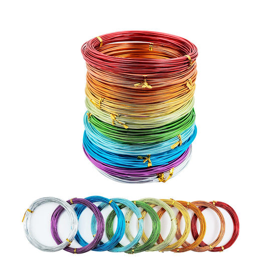 10 Rolls 15 Guage Colored Aluminum Craft Wire, 1.5mm Aluminum Arts Crafts Wire Assorted Colored Craft Wire for Jewelry Making, Each Roll 32 Feet