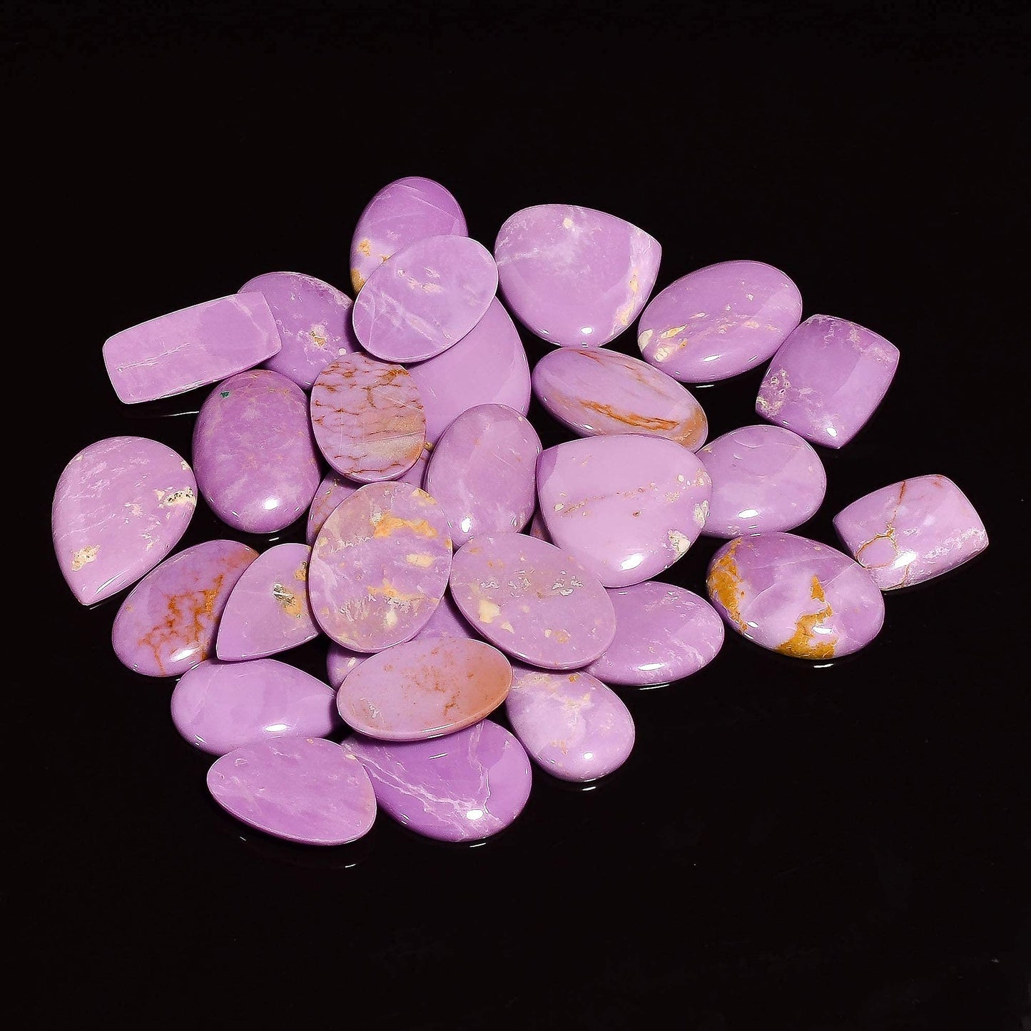 GEMKORA 4pcs Natural Phosphosederite Gemstone Wholesale Cabochons Lot, Jewelry Making Loose Gemstone, Polished Home Decor Specimen, DIY, Wire Wrapping, Reiki, Healing Crystals, Bulk Gemstone Deal