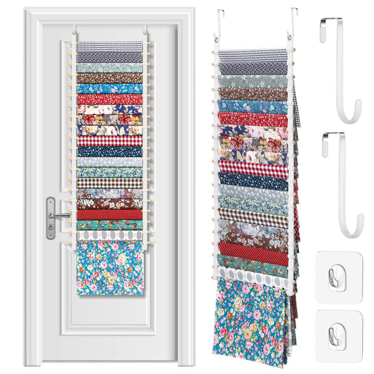 Anglechic 20-Shelf Hanging Wall Fabric Organizer, Over The Door Cloth Organizer with 4 Hooks, Closet Hanging Fabric Storage for Sewing & Quilting Collection(13.8 Inch)