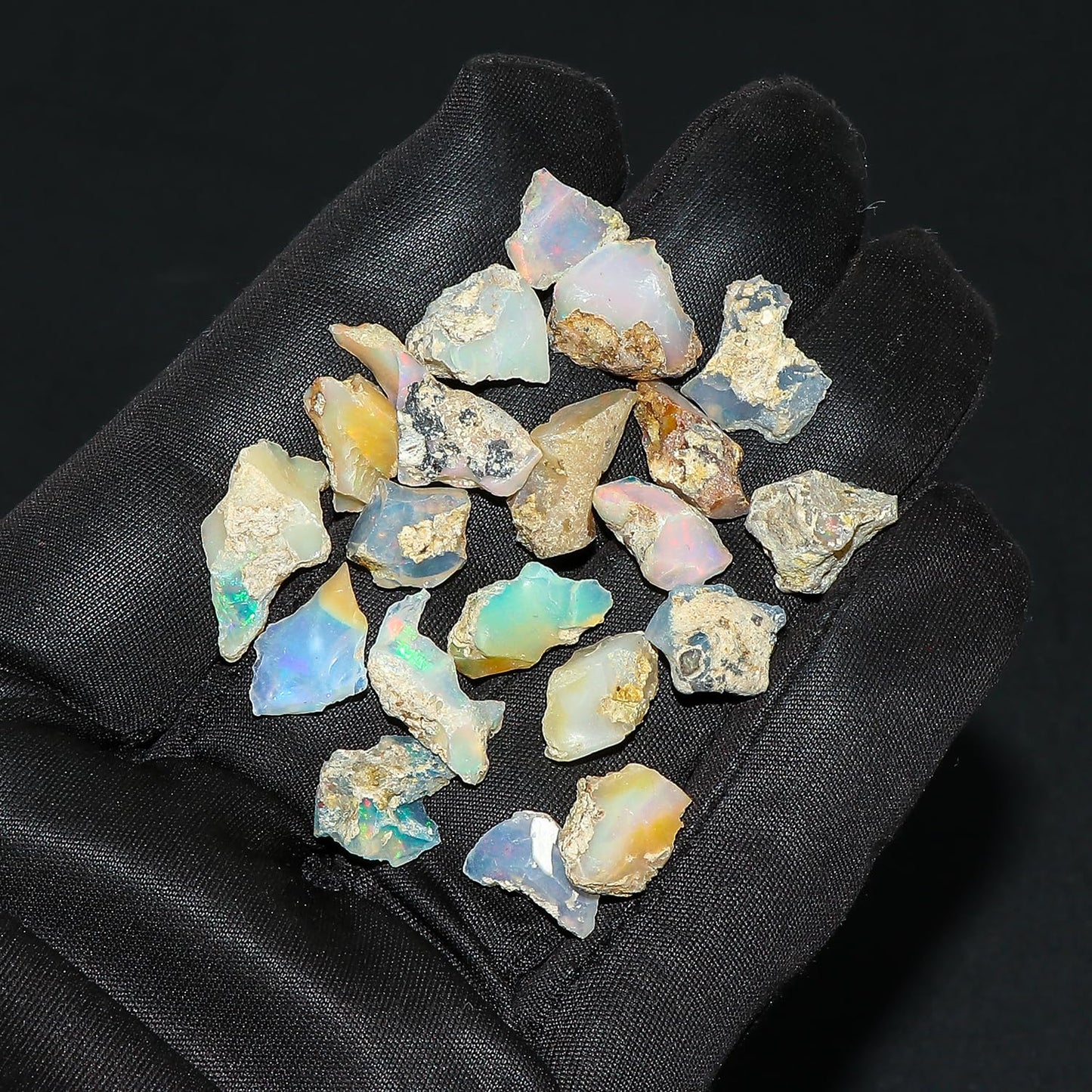 ColouredRocks 50 carats Ethiopian Opal Crystals, Raw Stones, Rough Gemstones, Jewelry Making Supply, Cabbing, Polishing, Cutting, DIY, Crafts (18-20pcs) (6-10mm) (B-Grade)
