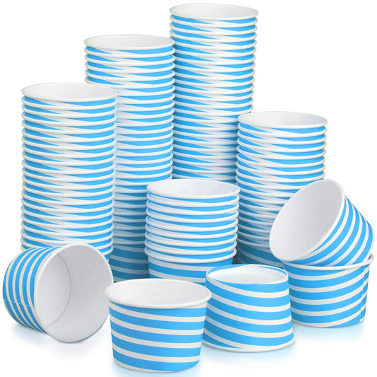 TYPTOP EXTRA DURABLE Ice Cream Cups - 100 Pack Ice Cream Sundae Cups, Frozen Yogurt Dessert Cups (Blue)