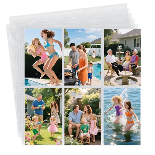 4x6 Photo Album Refill Pages for 3 Ring Binder, 20 Pack Vertical Clear Plastic Photo Sleeves, Holds 240 Photos, Acid-Free Page Protectors, Large Capacity Family Wedding Anniversary Baby Picture Albums
