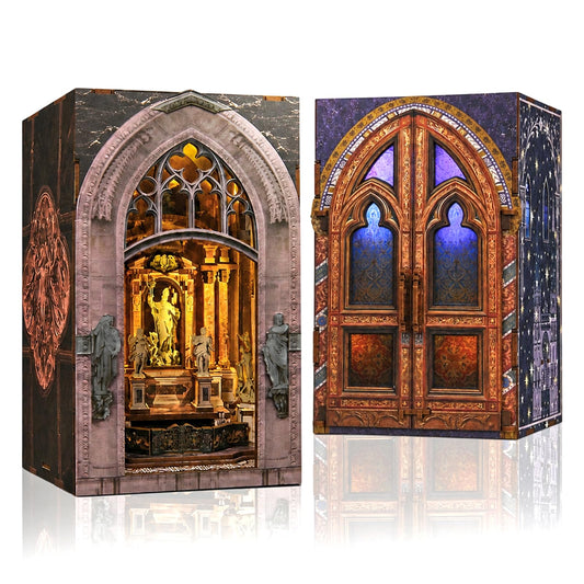 MiniCity 2 Pack Book Nook Kits for Adults, Book Nook Kit Model Kits Craft Kits for Adults - DIY Miniature Doll House Kit for Bookshelf Booknook Tiny House with Led Light
