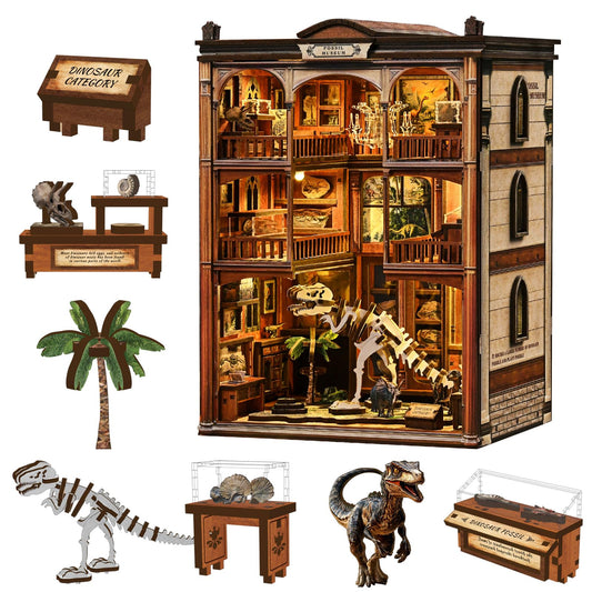 DIY Book Nook Kit, 3D Wooden Puzzle for Adults, Miniature House Kit with Touch LED Light, Gothic Bookshelf Insert Decor, Creative Hobby Gift for Fantasy Lovers