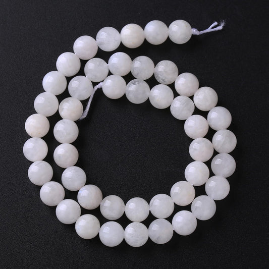 10MM 38PCS Natural Stone White Moonstone Gemstone Semi Precious Beads for Jewelry Making DIY Bracelet