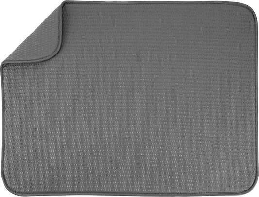 S&T INC. XL Dish Drying Mat - Absorbent Microfiber Kitchen Counter Pad, 18” x 24”, Grey Diamond Texture
