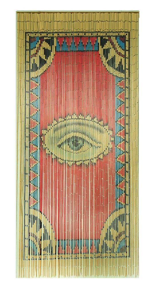 TACHILC Beaded Curtain for Doorway – Boho Door Beads Curtain 35.5 x 78 Inches - 90 Strings, Hand-Painted Eye Design, Natural Room Divider for Modern Boho Home Decor