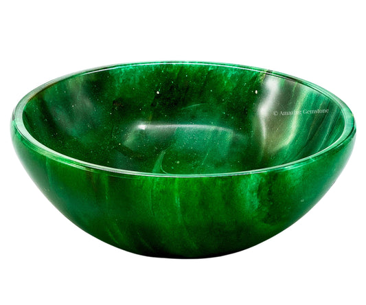 Dark Green Aventurine Crystal Bowl - 3 Inch Decorative Bowls for Room and Home Decor - Gemstone Healing Crystals for Elegant Display, Positive Energy Balance and Gift