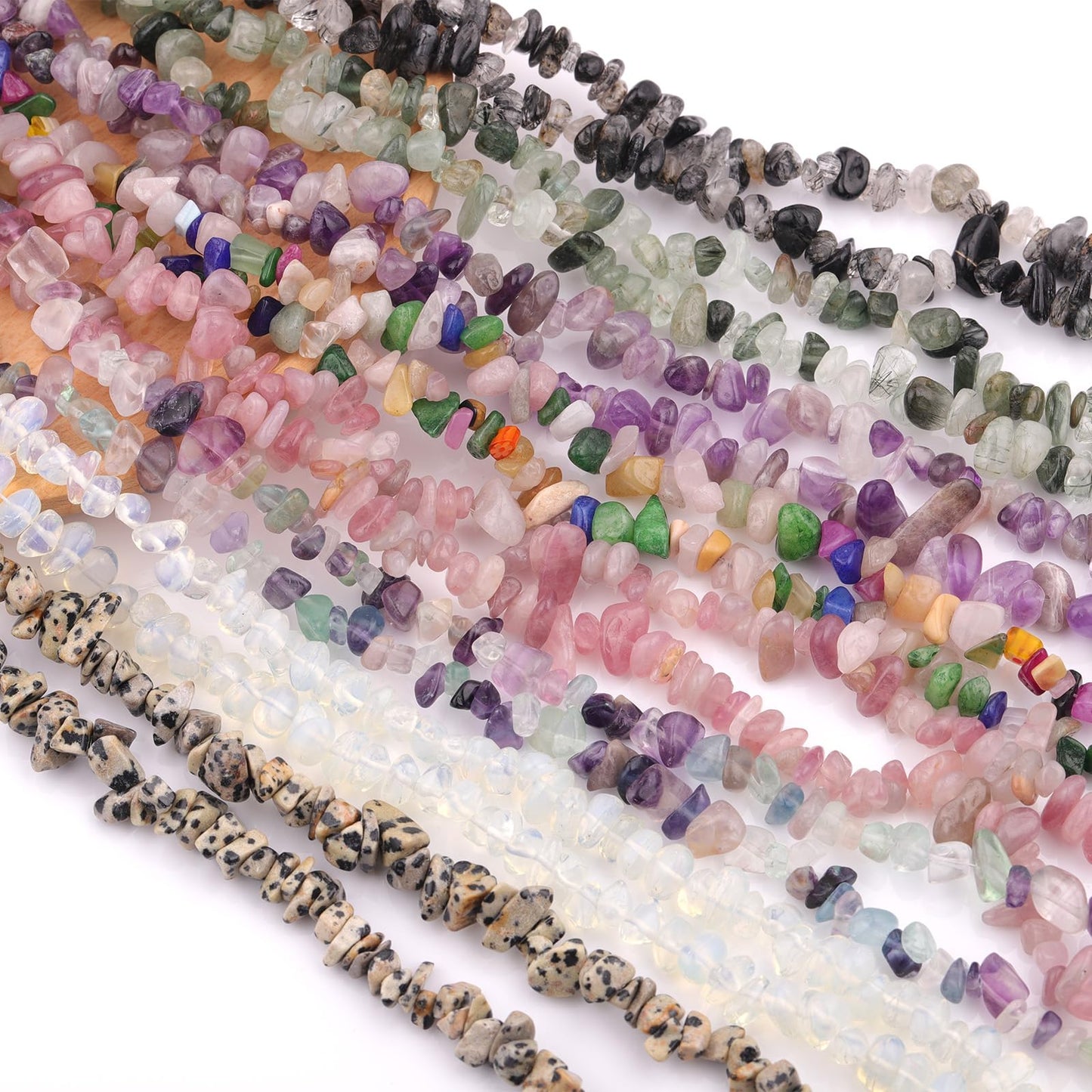200pcs Natural Irregular Chip Stone Beads 5-8mm Pre-Drilled 30-inch Strand Semi-Precious Healing Crystal Beads for DIY Jewelry Making Bracelet Chakra Crafts Madagascar Rose Quartz
