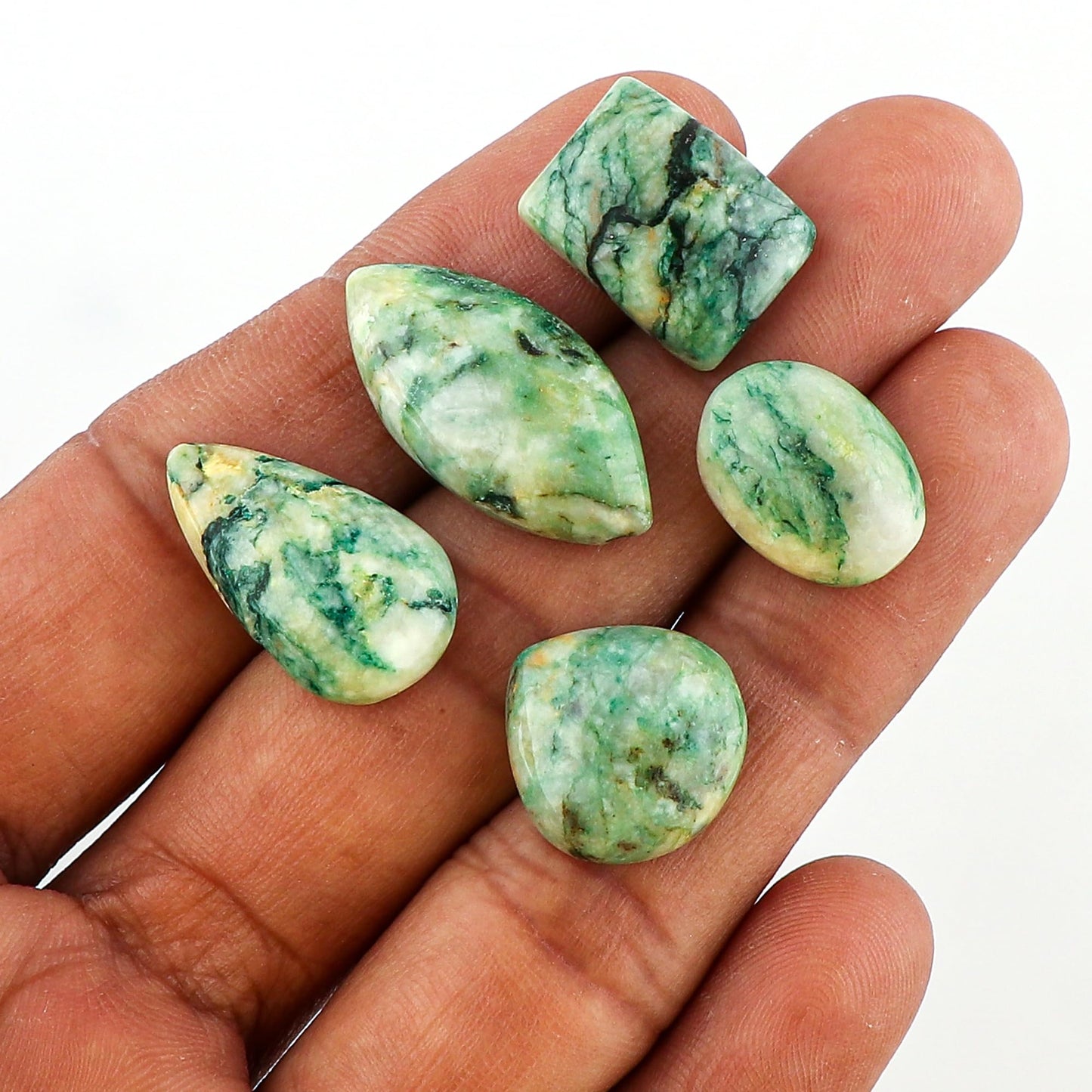 CRYSTALINES (5pcs) Natural Dolomites Gemstone, Bulk Loose Cabochon for Jewelry Making, Polished Stones Supplies, Wicca & Reiki Healing Crystals, Wire Wrapping, Decoration, Gem Collection
