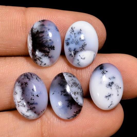 2 PCS, 18x13 mm, AURA GEMS Natural Dendrite Opal, Cabochon, Oval Shape, Jewelry Making Stone Supply, Chakra Energy Healing Gemstone, Real Crystal, Birthstone, Wholesale deal