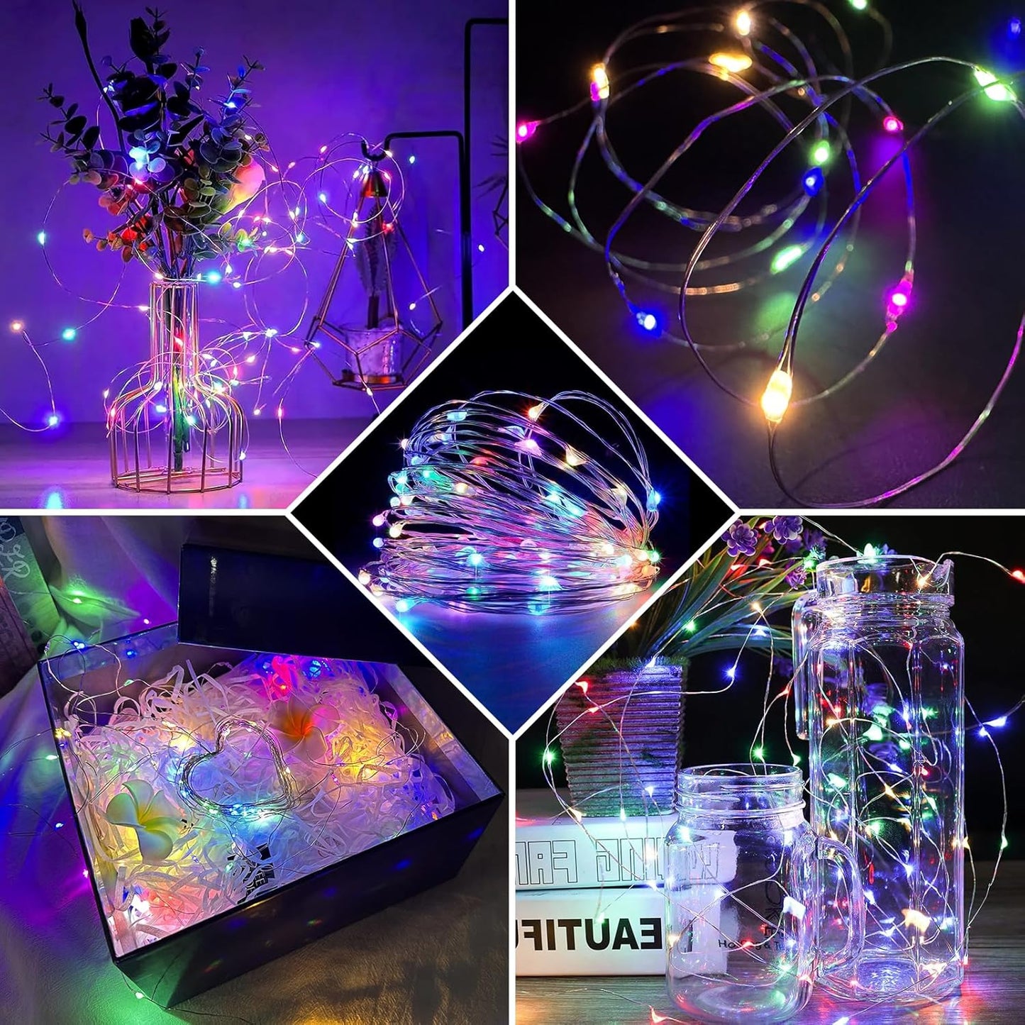 Skiennix 20 LED Fairy Lights - 7Ft Twinkle String Lights | Battery Operated & Waterproof for Parties, Weddings, Christmas, & Valentine's Day - 8 Colors