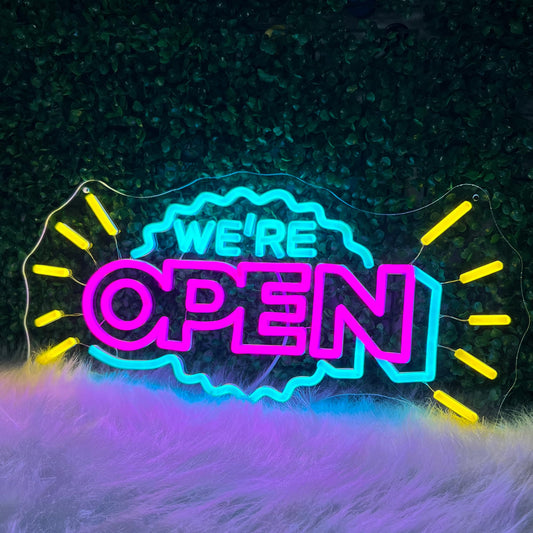 BUIZZEUOIV Open Neon Sign, Large 20'' LED Open Business Sign for Windows Doors, LED Welcome Sign for New Store Opening, USB Powered Grand Opening Light for Cafe Office Retail Shop Restaurant