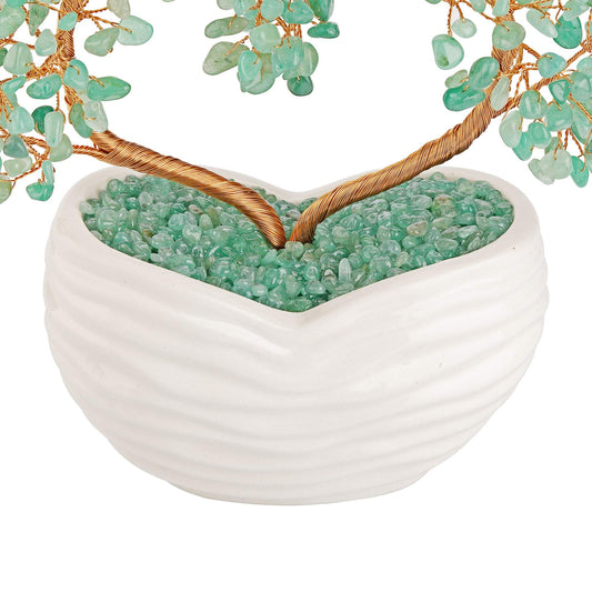 GEHECRST Green Aventurine Tree Healing Crystals Heart Money Tree Reiki Gemstones Quartz Bonsai Trees Feng Shui Crystal Ornament for Home Desk Yoga Decor Healing Crystal Gifts for Mom