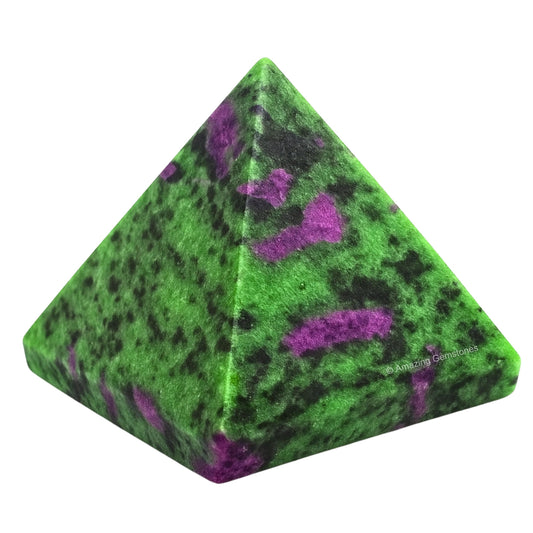 Amazing Gemstone Ruby Zoisite Pyramid Crystal Healing Stones - 2" Great Pyramid Figurine of Natural Stone Pyramid for Meditation, Reiki, Chakra Balancing and Crystal Pyramids Grid