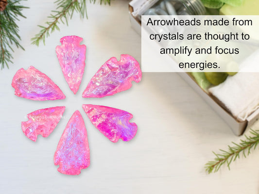 Amazing Gemstone Angel Aura Rose Quartz Arrowhead, Crystal and Healing Stone Flint Rock Arrow Head - 1 to 1.5 Arrowheads for DIY Project Craft Point Jewelry Making