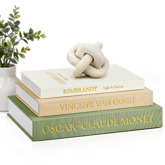 JARLINK Aesthetic Decorative Books, Set of 3 Linen Faux Books for Coffee Table, Bookshelf or Mantle Decor, Stylish Book Storage Boxes for Home Decor, Photo Organization, and Keepsake Storage,Sage