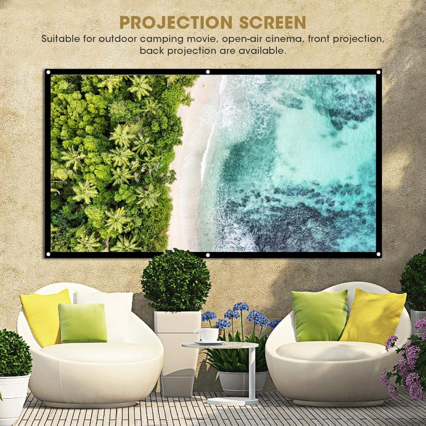 VBESTLIFE 84 Inch 16:9 Portable Projector Screen, HD Foldable Projection Screen White Thicken Outdoor Screen Movie