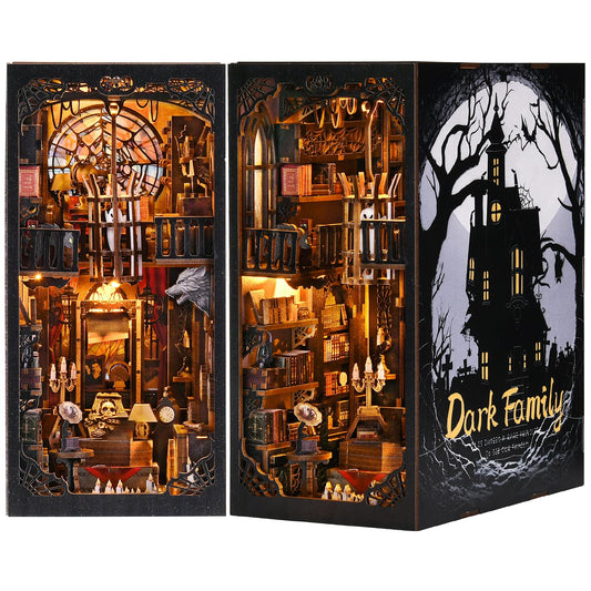ETKVR Book Nook Kit, Book Nook Kits for Adults DIY Booknook Model Build, DIY 3D Wooden Puzzle Bookend Booknook Bookshelf Insert Miniature Dollhouse Kit for Home Decoration