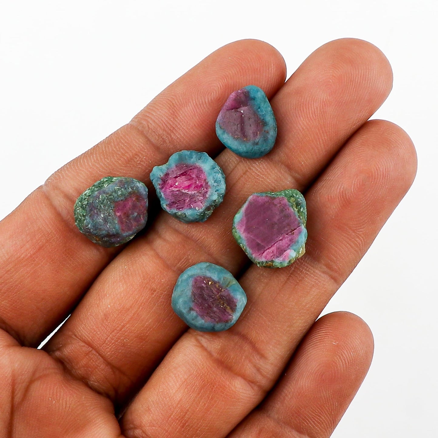 CRYSTALINES 5pcs Wholesale Natural Raw Ruby Kyanite Gemstone, Untreated Rough Slices Stone, Bulk Loose Supplies, DIY Jewelry Making, Assorted Raw Crystals, Birthstone, Gem Collection