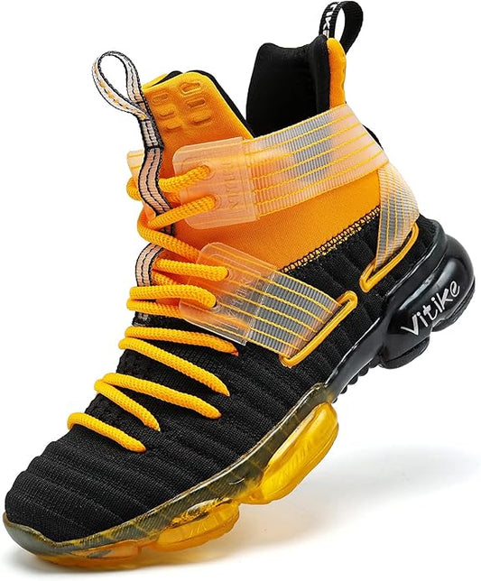 VITUOFLY Kids Basketball Shoes Boys Air Cushion Sneakers Girls Mid Top School Hoops Shoes Non-Slip Outdoor Sports Running Gym Comfortable Durable Little Kid/Big Kid