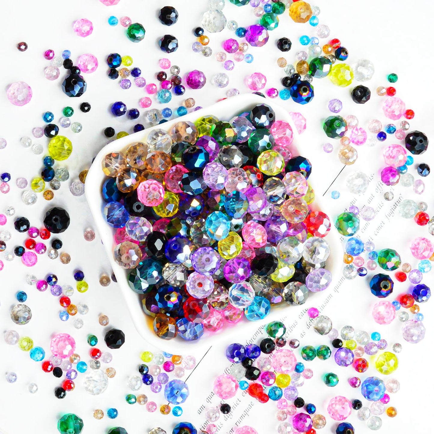 Laopottbeads 800Pcs Colors Random 4/6/8/10mm Crystal Glass Beads for Jewelry Making Beads for Bracelets Necklace Pendants Making Supplies(Mixed Colors)