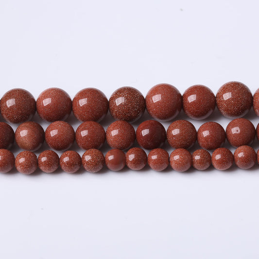 10MM Gold Sand Stone Round Loose Beads Natural Gem Beads Crystal Energy Stone Beads for Jewelry Making DIY Bracelet Necklace