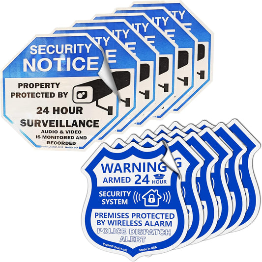 12 Pack Psyfer (Fade-Free) - Security & Alarm UV Stickers [Made in USA]