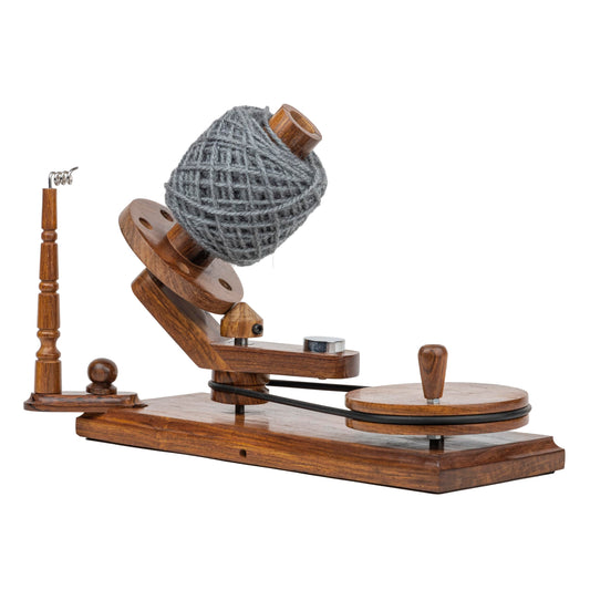 INTAJ Rosewood Yarn Winder - Large Capacity 16 oz Wooden Winder for Knitting & Crocheting - Handcrafted Heavy Duty Natural Rosewood Ball Winder - Table Top Wood Yarn Swift and Ball Winder