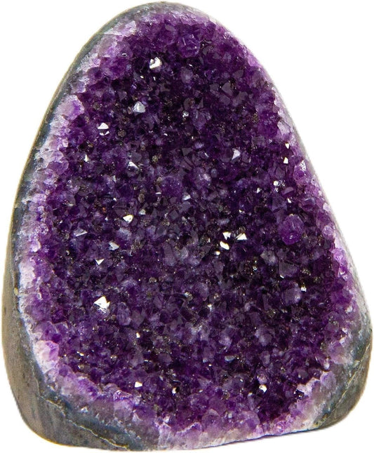 Extreme Rocks & Fossils Natural Amethyst Cluster with Polished Edges [1.5 to 2 lb.] Real Raw Geode Healing Crystal Rock from Uruguay, Deep Purple Decor and a Free Velvet Pouch of Rose Quartz