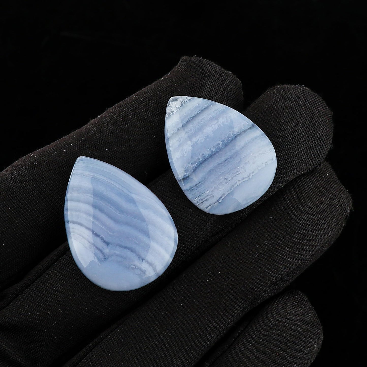 CRYSTALIS AA+ 2pcs Pear Natural Blue Lace Agate, Loose Gemstone, Wholesale Bulk Cabochons, Jewelry Making Supply, Chakra Healing Polished Stones, Wire Wrapping, DIY, Gem Collection, 22mm+