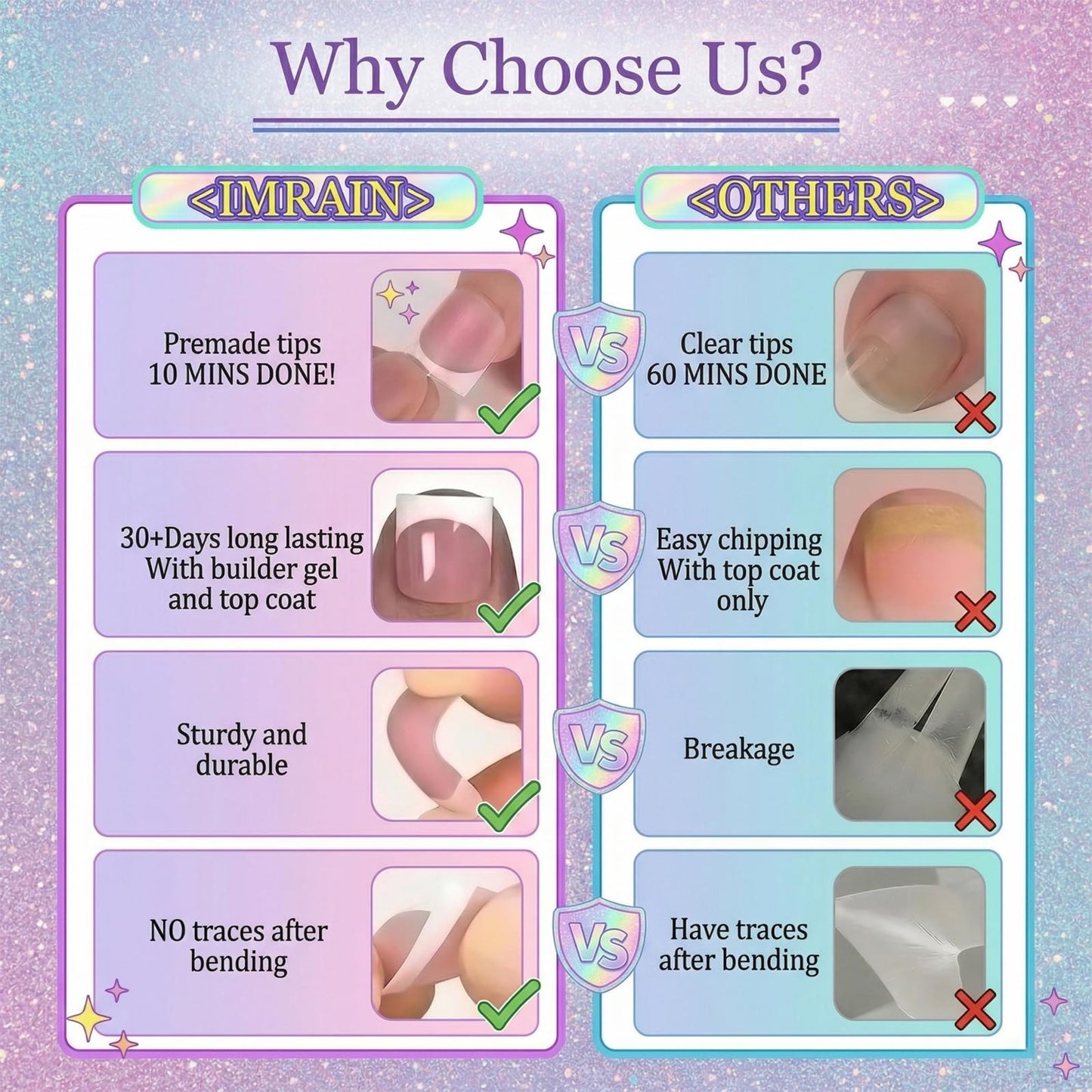 IMRAIN Almond Press on Nails, Long Fake Nails, 3D Water Drop Pink Floral Pearl Design, 24 Pcs Reusable Glue on Nails for Women, Salon Quality