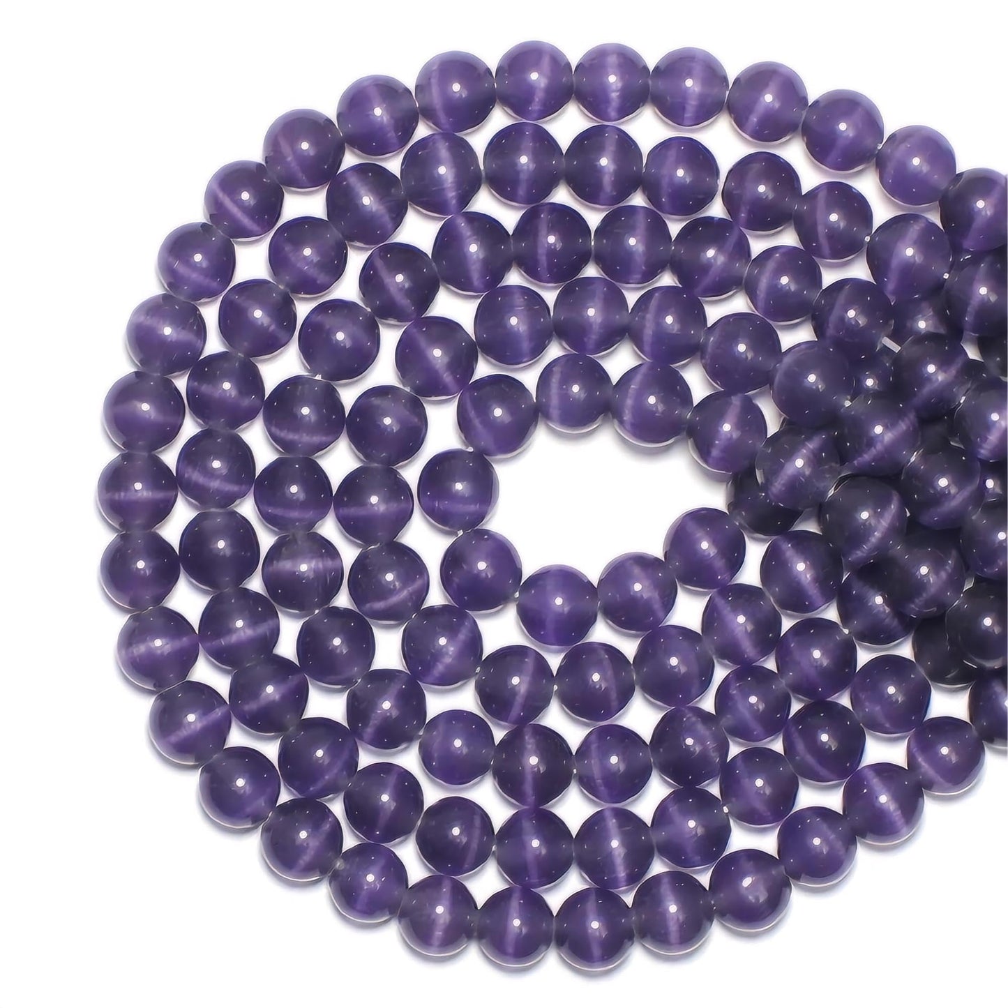 MJDCB 180pcs Purple Cat Eye Stone Beads 6mm Round Crystal Loose Bead for Jewelry Making DIY Bracelets Necklace Accessories