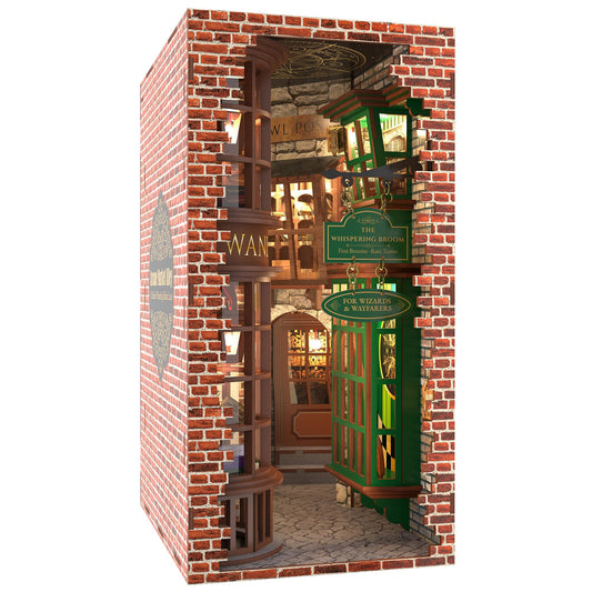 Magic Alley Book Nook Kit Miniature DIY House 3D Wooden Building Puzzle with Layered LED Lighting for Adults, Craft Gift Ideas for Fantasy Book Lovers Crafters