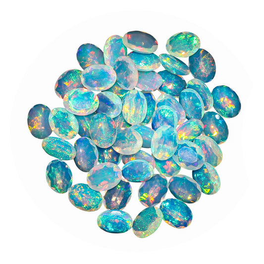 2 Pcs,9X7 MM, AURA GEMS Natural Ethiopian Opal,Briliant Cut, Oval, Shape, Jewelry Making Supply, Chakra Energy Healing Gemstone, Real Crystal, Birthstone, Wholesale deal