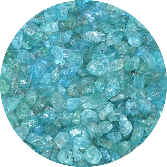 Apatite Pre Drilled Crystal Crushed Chips Beads for Bracelets Making, DIY Handmade Natural Healing Crystals (25 Inch Strand)