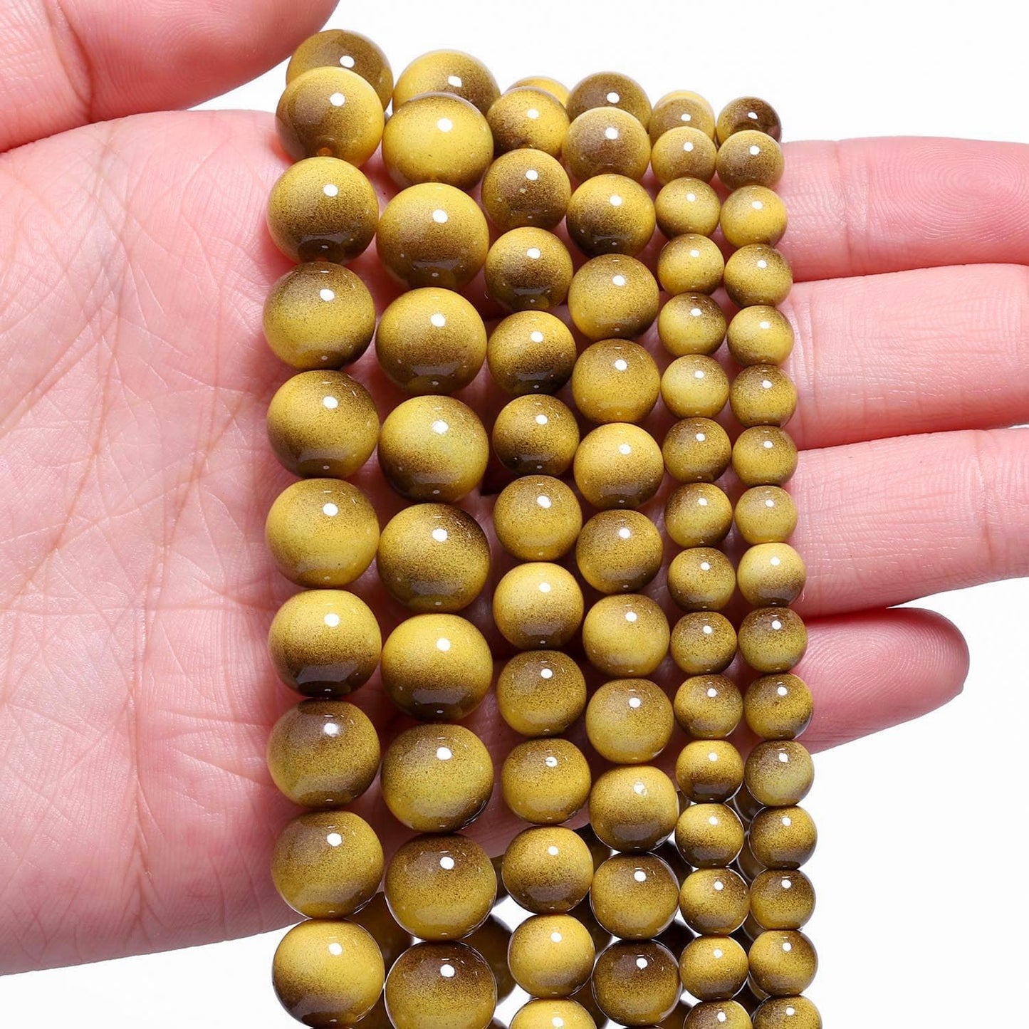 Song Xi 60PCS 6mm Khaki Tiger Eye Gemstone Beads for Jewelry Making, Round Smooth Glass Beads for DIY Bracelet Necklace Earring Keychain, Arts and Crafts, for Christmas Wedding Birthday