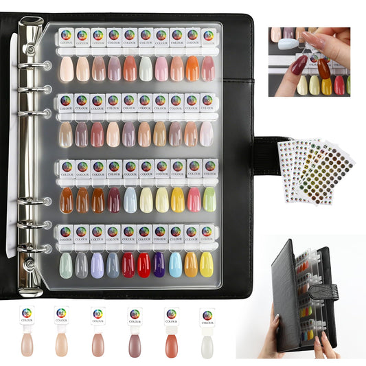 ANGNYA Magnetic Nail Swatch Book,120 PU leather Nail Polish Colors Display Book with 120 Magnetic Tips & 1-150 Number Labels,Perfect for Nail Polish Nails Art Design Nail Art Salon