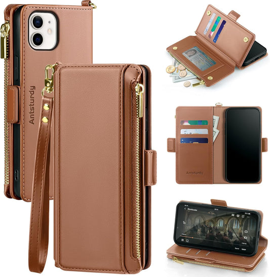 Antsturdy 12 12 6.1",Light Compatible with iPhone Wallet Case,RFID Blocking PU Leather Phone Case Women Men Kickstand