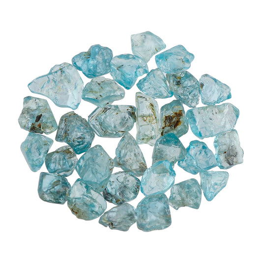 CRYSTALINES 100cts Wholesale Genuine Raw Blue Zircon Gemstone, Untreated Rough Stones, Bulk Loose Supplies, DIY Jewelry Making, Chakra Healing Crystals, December Birthstone, Gem Collection, 30-32pcs