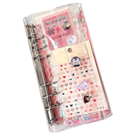 Alpengulen A6 Sticker Organizer Binder Notebook Binder for Planner Journal Scrapbook Sticker Collecting Book Double-Sided 20 Pages Planner Scrapbook (Clear, 7.7 in)