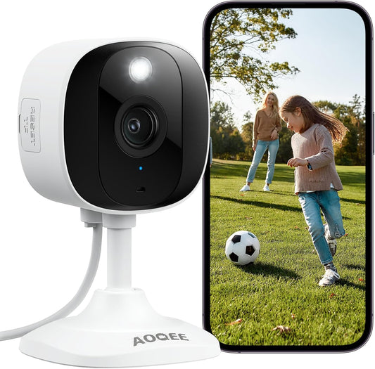 AOQEE 2K 24/7 (C1-White-1pack-2.4G) Cameras for Home Security-Outdoor/Indoor Camera for Dog/Cat/Pet/Nanny/Baby/Elderly
