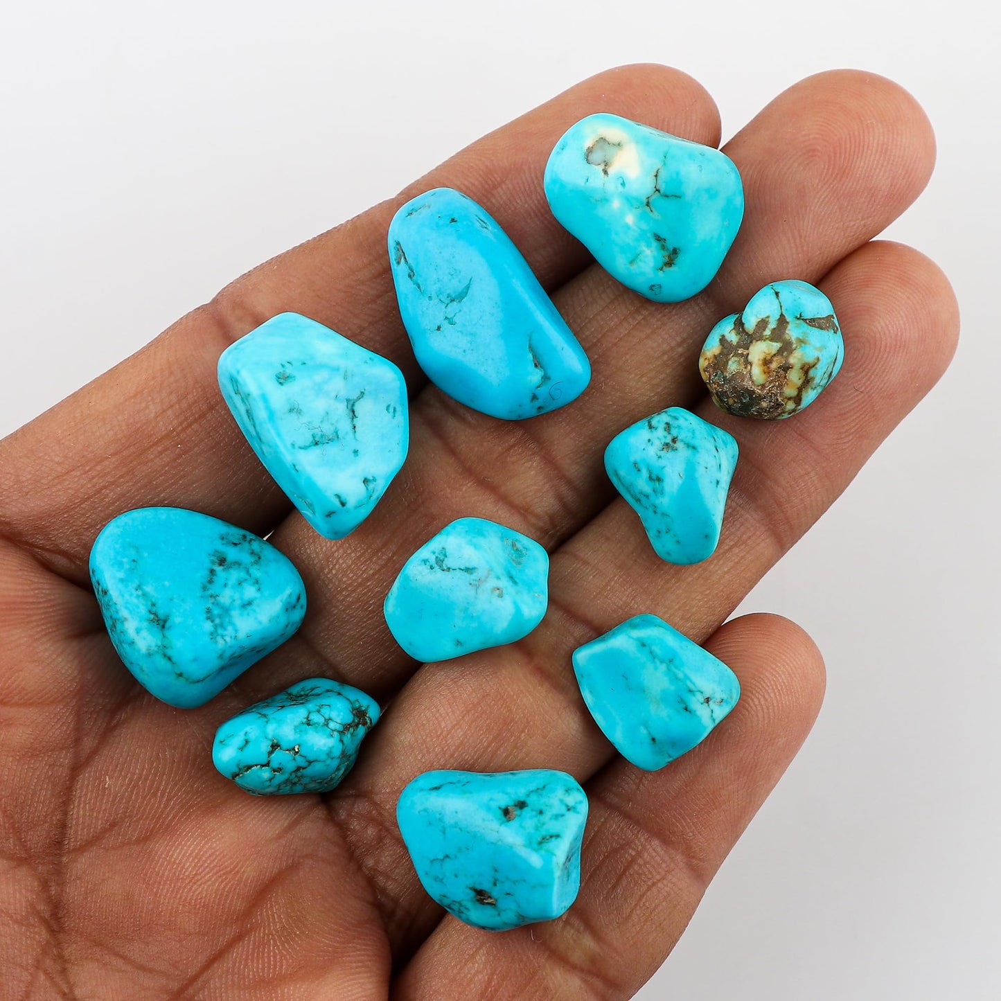 GEMKORA Pack of 4, Raw Blue Turquoise Stone, Tumbled Loose Gemstone Crystals, Wholesale Bulk Lot, Rough Crystals, Turquoise Rock, Jewelry Making Supply, DIY, Crafts, (14-18mm)