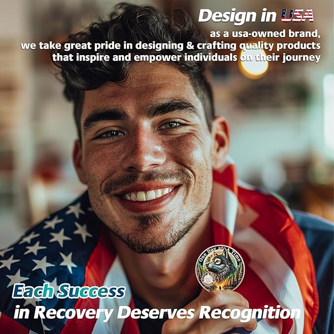 One Day at a Time 29 Year Sobriety Coin - Recovery Aurora Forest Wolf AA Coins - Addiction NA AA Chips and Medallions - Celebrate 1-30 Living Clean Narcotics Alcoholics Anonymous Gifts for Men Women