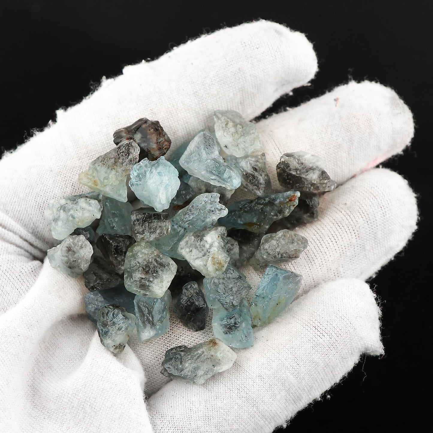 ColouredRocks Moss Aquamarine (100cts) (30-32pcs) (8-16mm) Natural Raw Crystals, Loose Gemstone, Wholesale Rough, Jewelry Making Supply, Chakra Healing Stones, DIY Craft, Gem Collection
