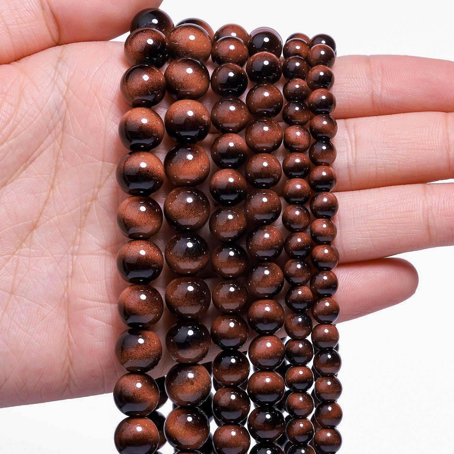 Song Xi 38PCS 10mm Brown Tiger Eye Gemstone Beads for Jewelry Making, Round Smooth Glass Beads for DIY Bracelet Necklace Earring Keychain, Arts and Crafts, for Christmas Wedding Birthday
