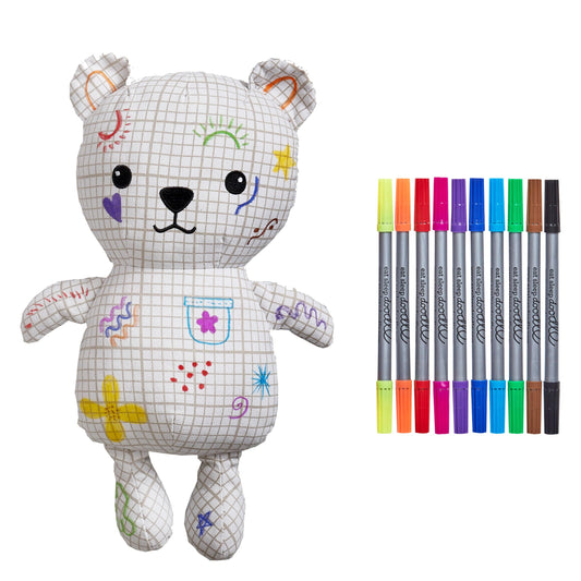 eatsleepdoodle Coloring Bear Plush Toy for Kids – DIY Stuffed Animal with Washable Markers, Reusable Colorable Doodle Teddy Bear for Boys & Girls, Creative Gift for Art & Playtime,Arts & Crafts Toy