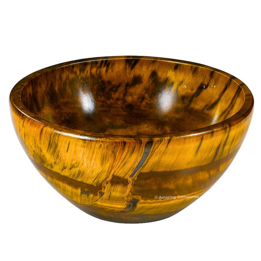 Tiger Eye Crystal Bowl - 2 Inch Decorative Bowls for Room and Home Decor - Gemstone Healing Crystals for Elegant Display, Positive Energy Balance and Gift