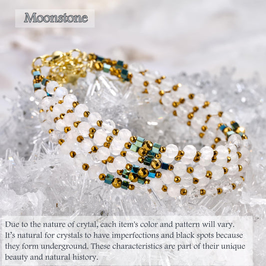 Farfume Moonstone - Intuition - Crystal Beaded Bracelets, Chakra 4mm Natural Stone Beads Bracelets, Gemstone Spiritual Jewelry Gifts for Mother's Day